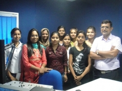 MR.OM Prakash Director GIIT with the students during radio recording.