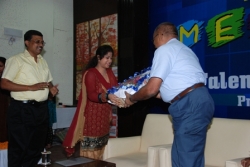 Rupa Shaw(student M.,B.A) Presenting the Bouque to the chief guest MR. N.Thakur in Medha 2012.