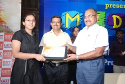 Apurva gupta recieving the First prize Laptop from our chief guest  MR. N.Thakur in Medha 2012.