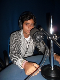 Vijay Singh, B.ScIT 2nd sem, Daksh Winner for Best Content, in recording at Radio Dhum